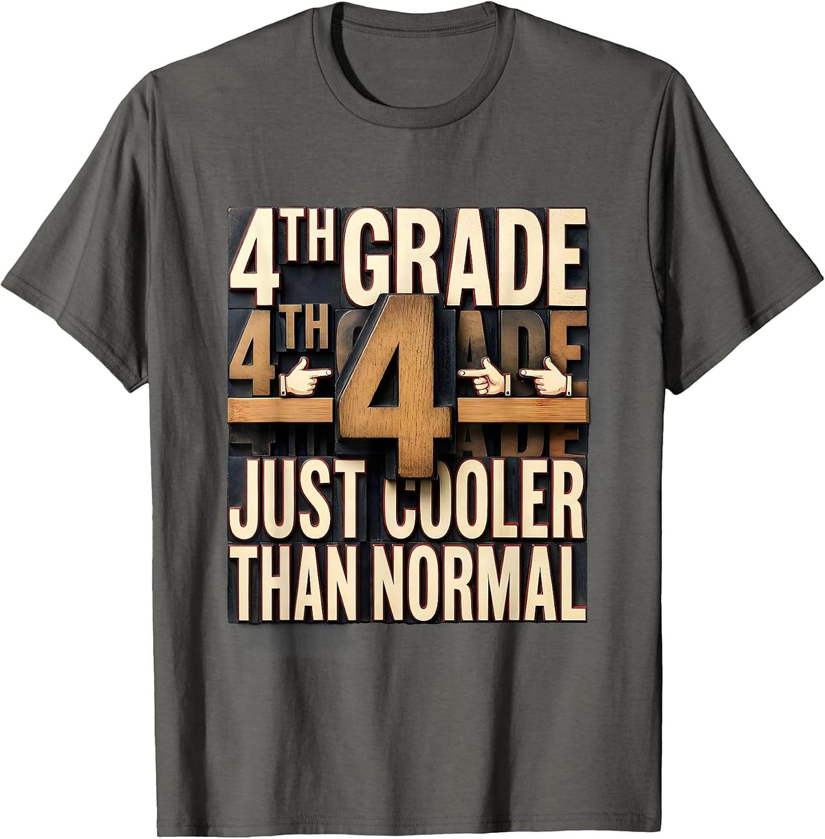 4th Grade Team Just Cooler Than Normal Teacher T-Shirt - Asphalt Grey