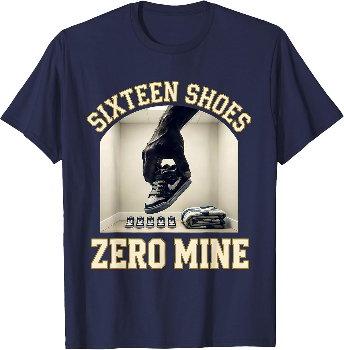 Men's Sixteen Shoes Zero Mine Funny Daycare Provider Childcare T-Shirt - Navy Blue