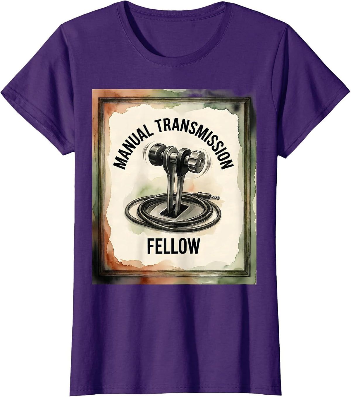 Women's Manual Transmission Fellow Funny Car Guy Mechanic Stick T-Shirt - Purple