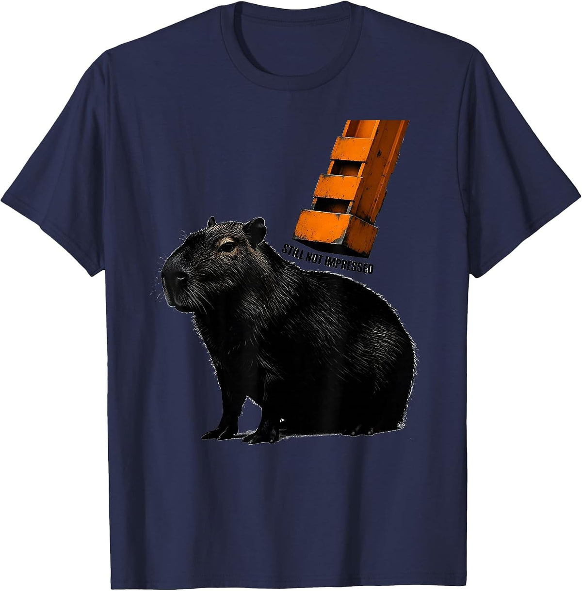 Men's Still Not Impressed Funny Capybara Gamer Meme Humor T-Shirt - Navy Blue