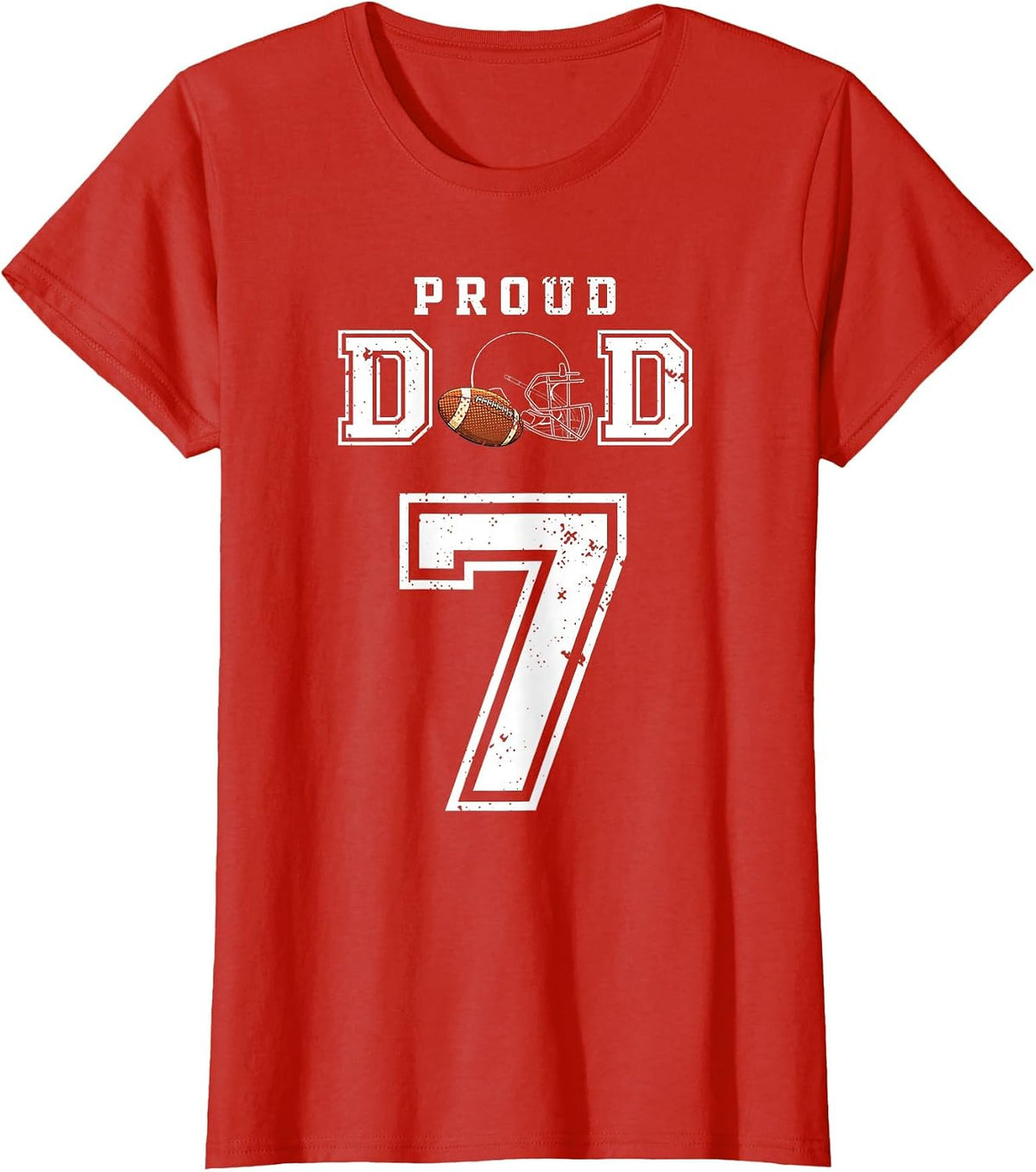 Custom Proud Football Dad Number 7 Personalized for Men T-Shirt - Red