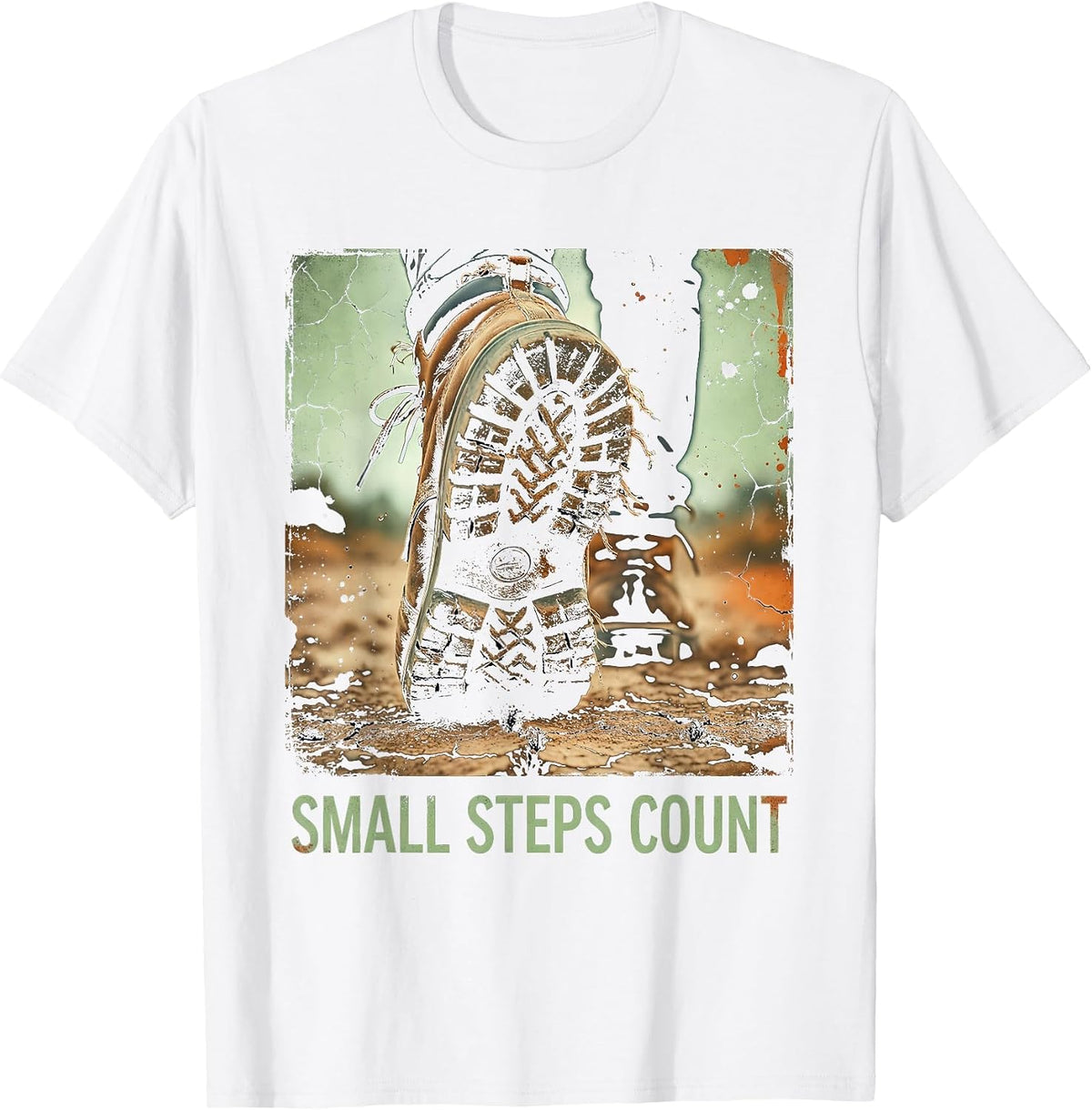 Small Steps Count Mental Health Awareness Design T-Shirt - White