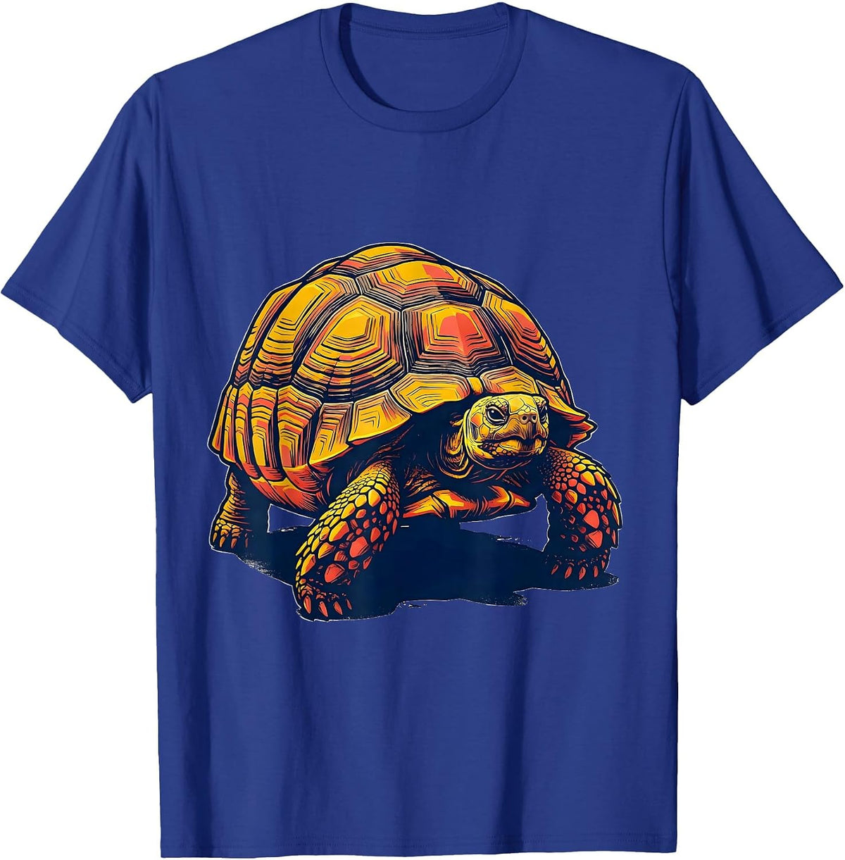 Tortoise Mid-Step Screenprint Poster Pet Lover Humor T-Shirt - Royal Blue
