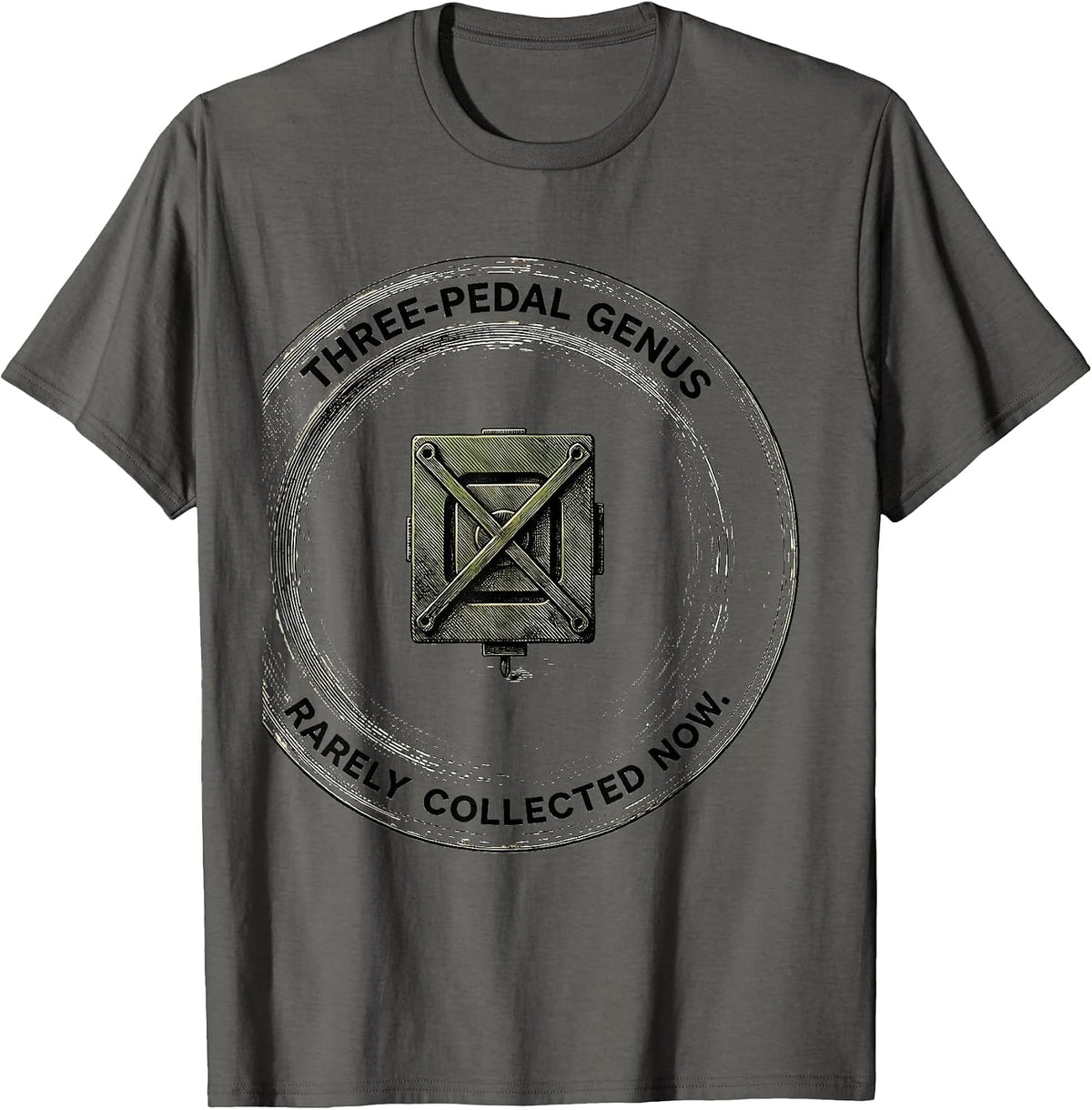 Three-Pedal Genus Rarely Collected Now Manual Car Guy T-Shirt - Asphalt Grey