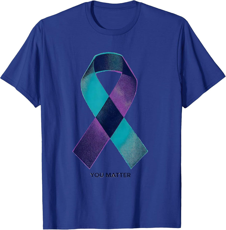 You Matter Risograph Suicide Prevention Awareness Teal T-Shirt - Royal Blue