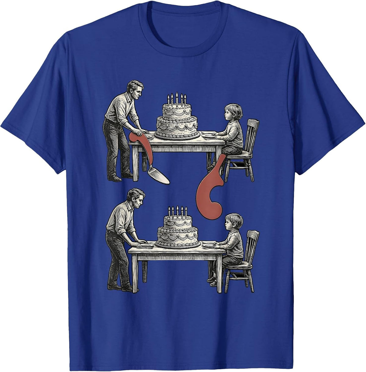 Men's Stacked Birthday Table Woodcut Engraving Grammar Teacher T-Shirt - Royal Blue