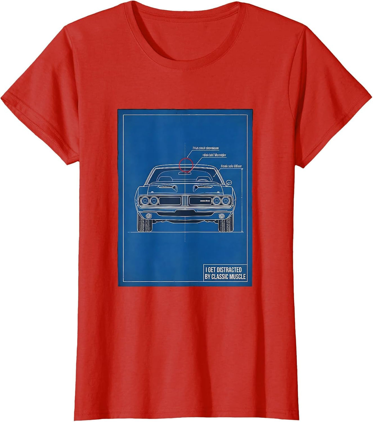 I Get Distracted By Classic Muscle Vintage Retro Car T-Shirt - Red