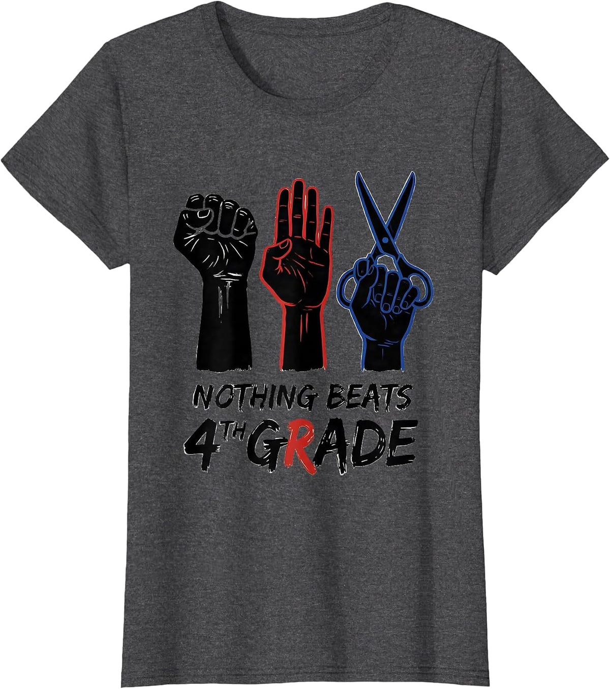 Women's Nothing Beats 4th Grade Funny Grade Team Back To School T-Shirt - Dark Heather Grey