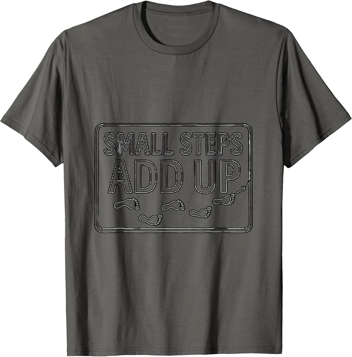 Men's Small Steps Add Up Line Art Occupational Therapy OT Month T-Shirt - Asphalt Grey