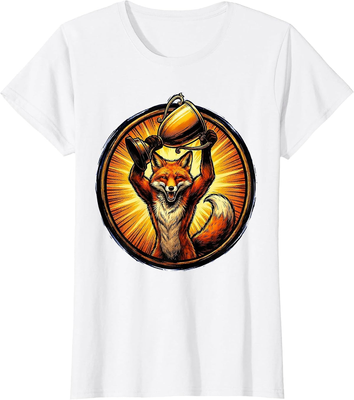 Fifth Grade Fox Trophy Champion Illustration T-Shirt - White