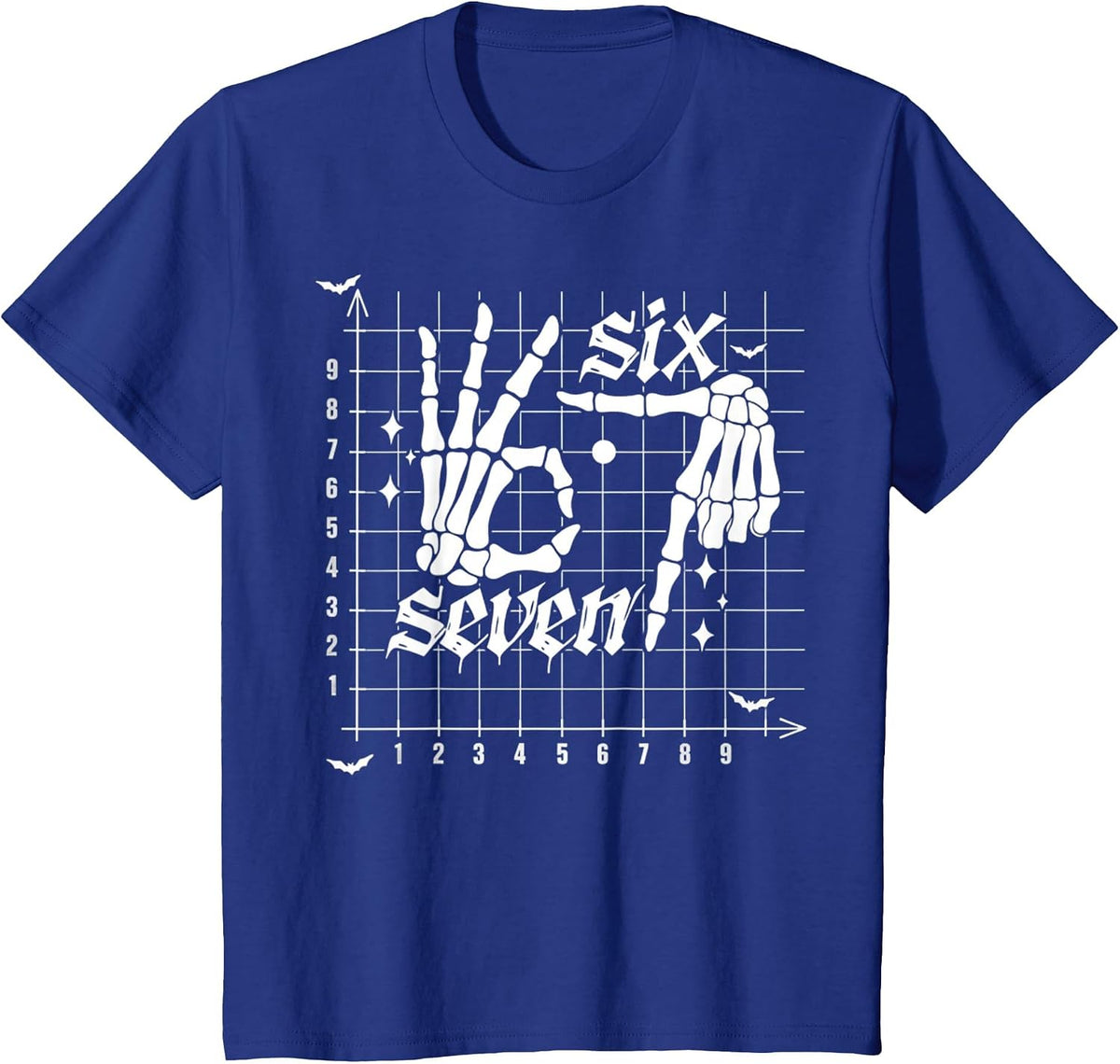 Six Seven Coordinate (6,7) Funny Skeleton Math Teacher 67 T-Shirt - Royal Blue
