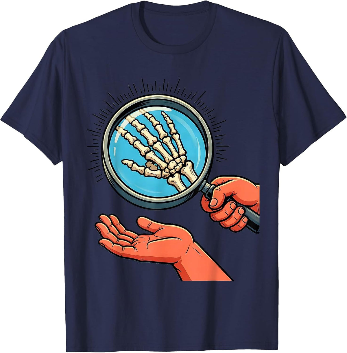 Men's Occupational Therapy Hand Anatomy Magnifying Glass T-Shirt - Navy Blue