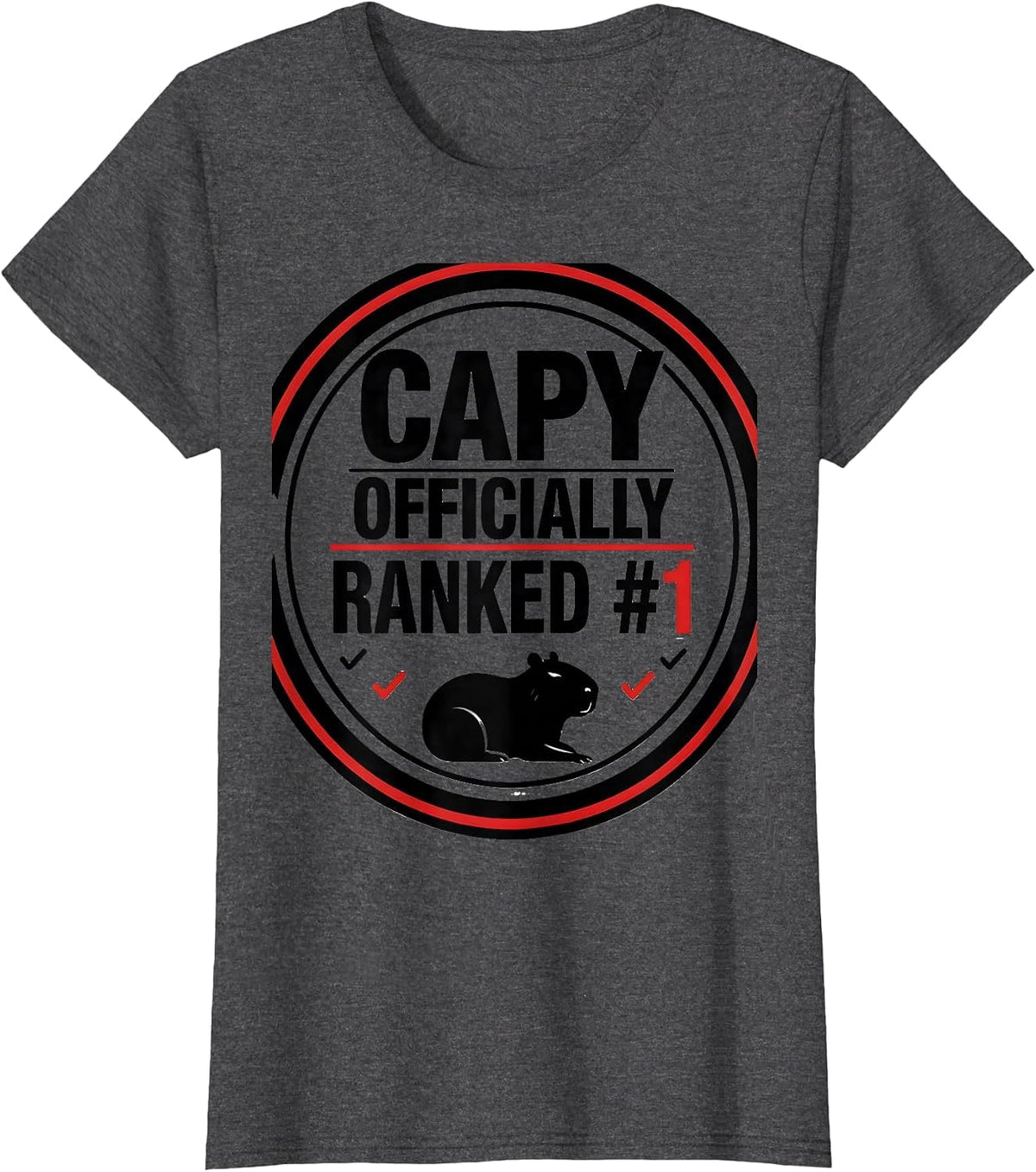Women's Capy Officially Ranked #1 Funny Capybara Meme Animal Lover T-Shirt - Dark Heather Grey