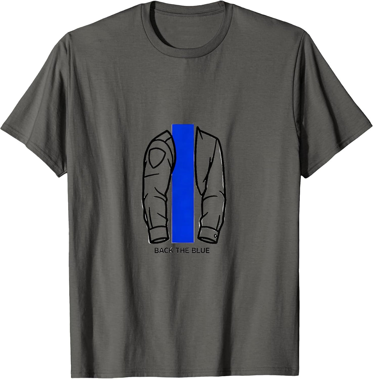 Men's Back The Blue Thin Blue Line Police Support Family Pride T-Shirt - Asphalt Grey