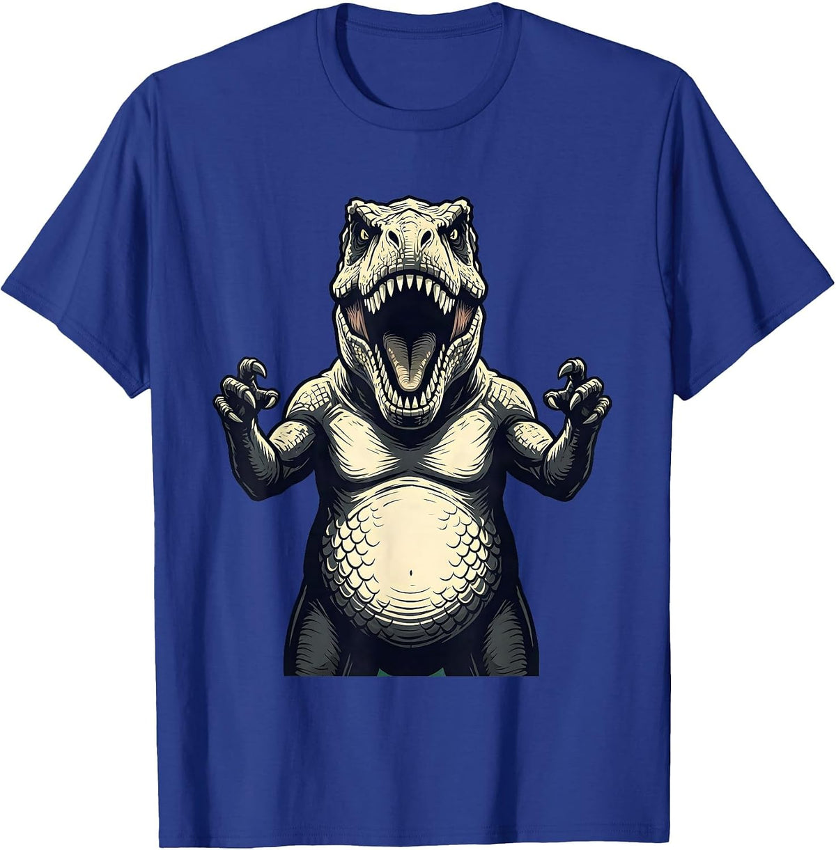 Men's Family Dinosaurs Roaring Together Illustration T-Shirt - Royal Blue