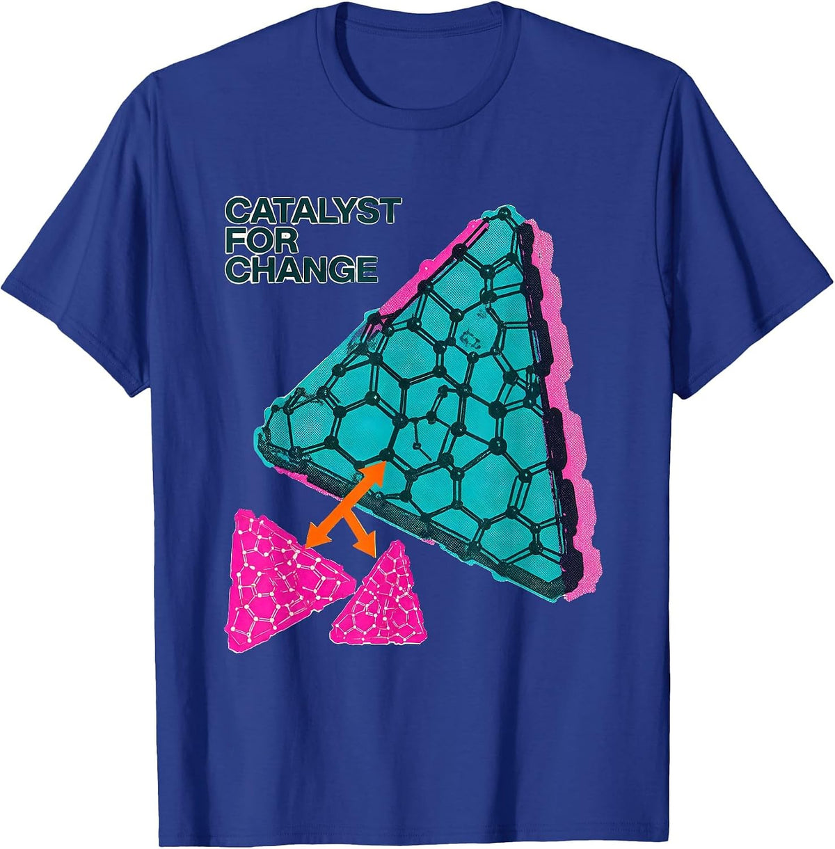 Men's Catalyst For Change Risograph Nerdy Science Humor Chemistry T-Shirt - Royal Blue