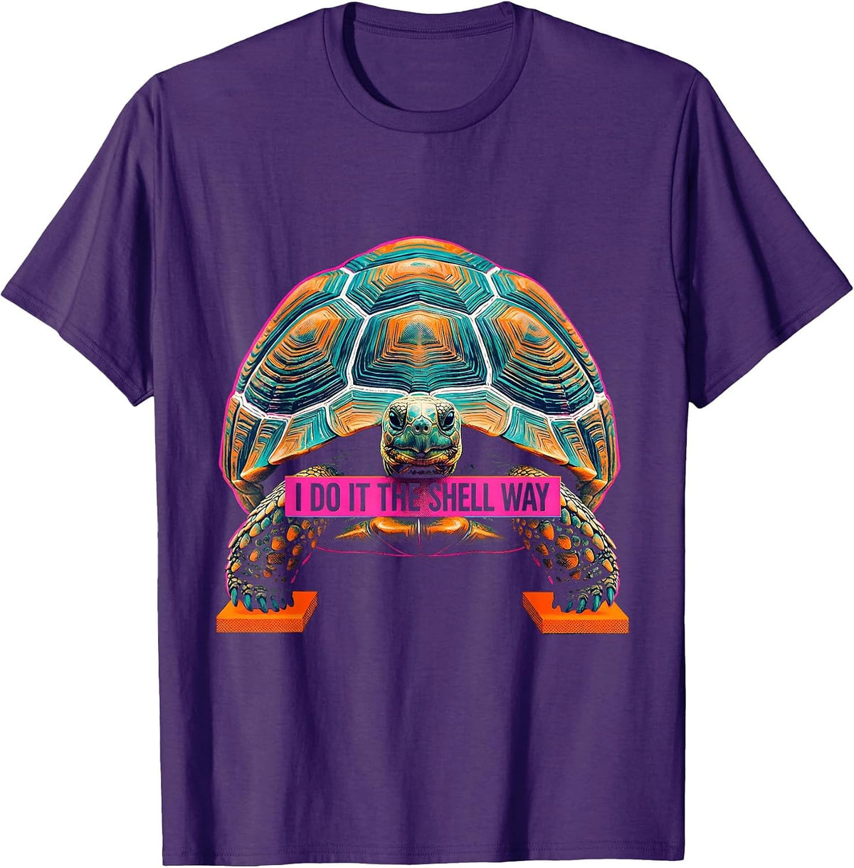 Men's I Do It The Shell Way Risograph Funny Tortoise Lover Gift T-Shirt - Purple