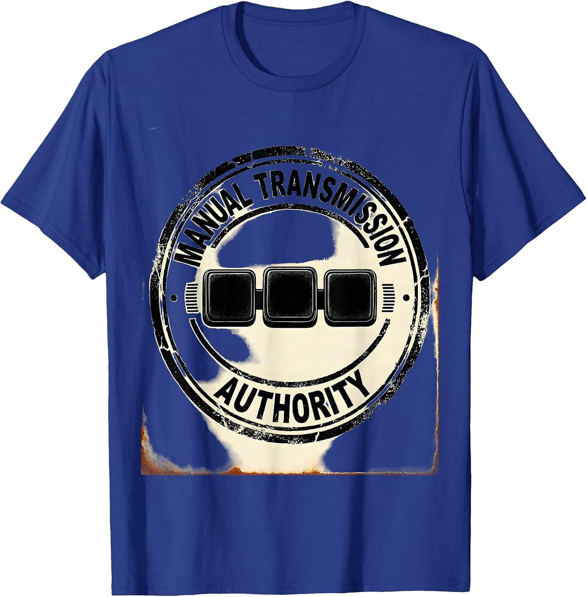 Men's Manual Transmission Authority Rubber Stamp Car Guy Gift T-Shirt - Royal Blue