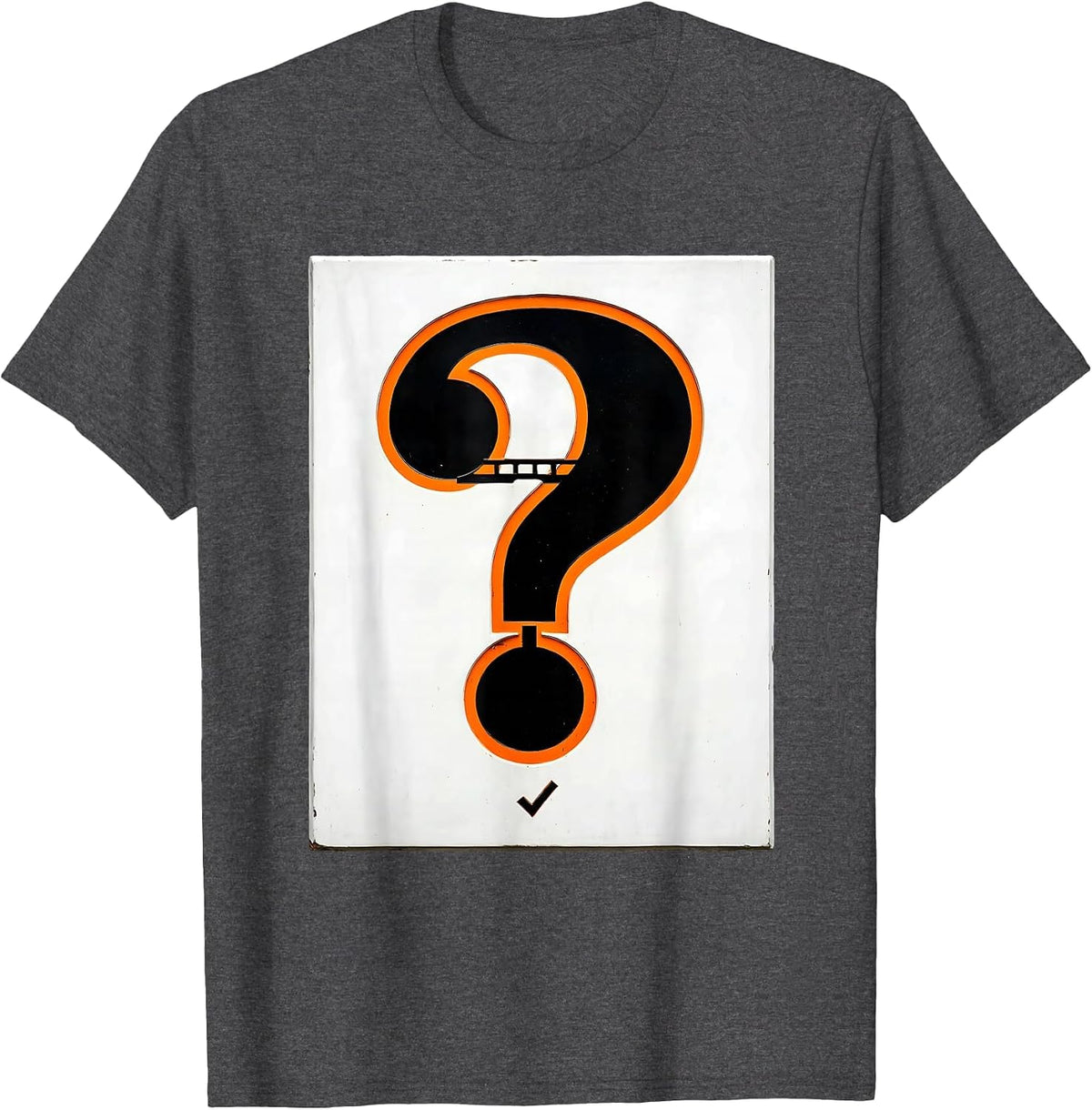 Stencil Question Mark Grammar Teacher Punctuation Humor T-Shirt - Dark Heather Grey