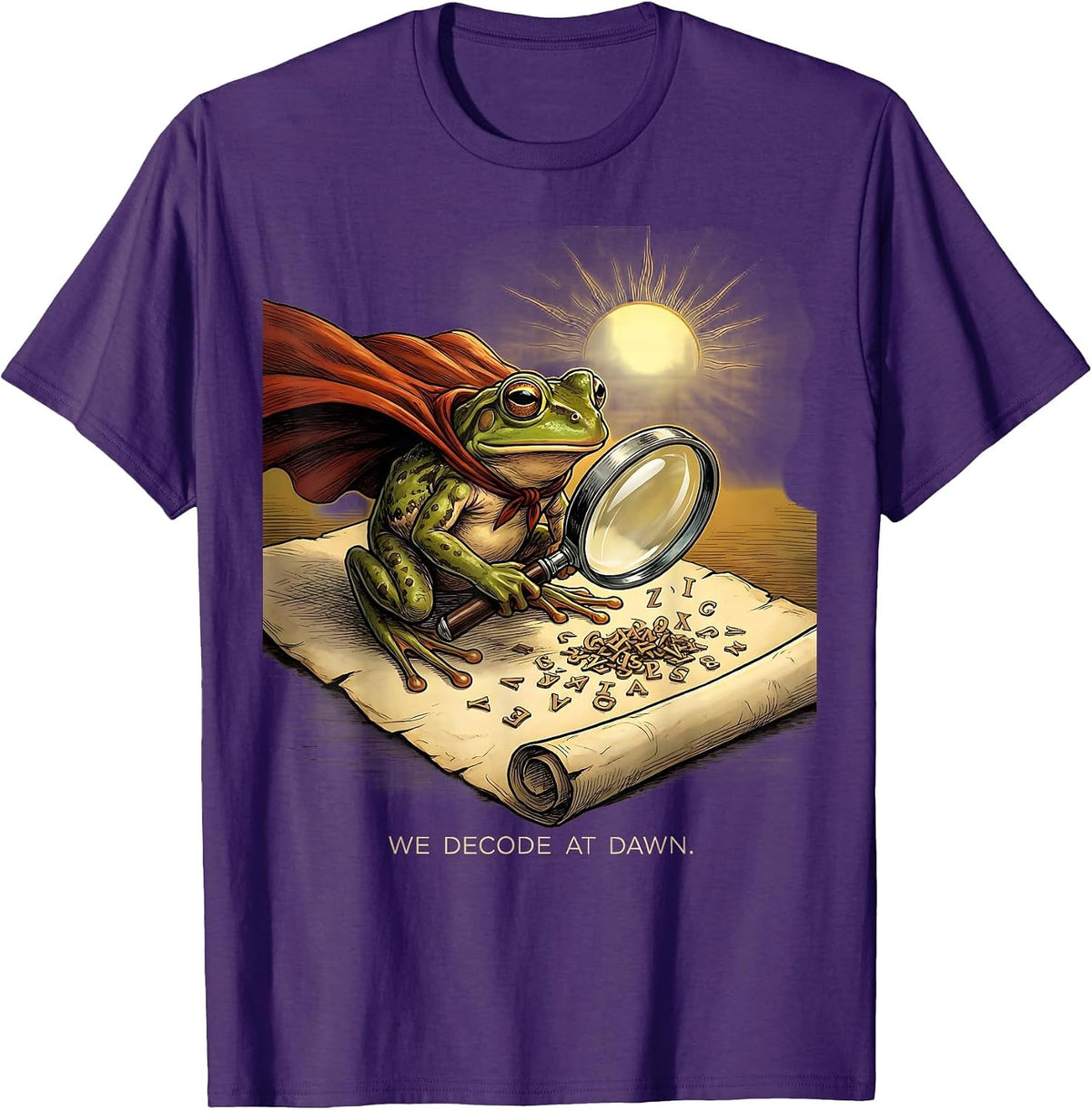 We Decode At Dawn Funny Frog Teacher English Reader Back T-Shirt - Purple