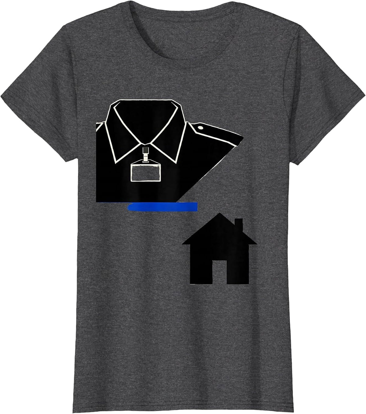 Women's Angular Police Collar Family House Thin Blue Line Support T-Shirt - Dark Heather Grey