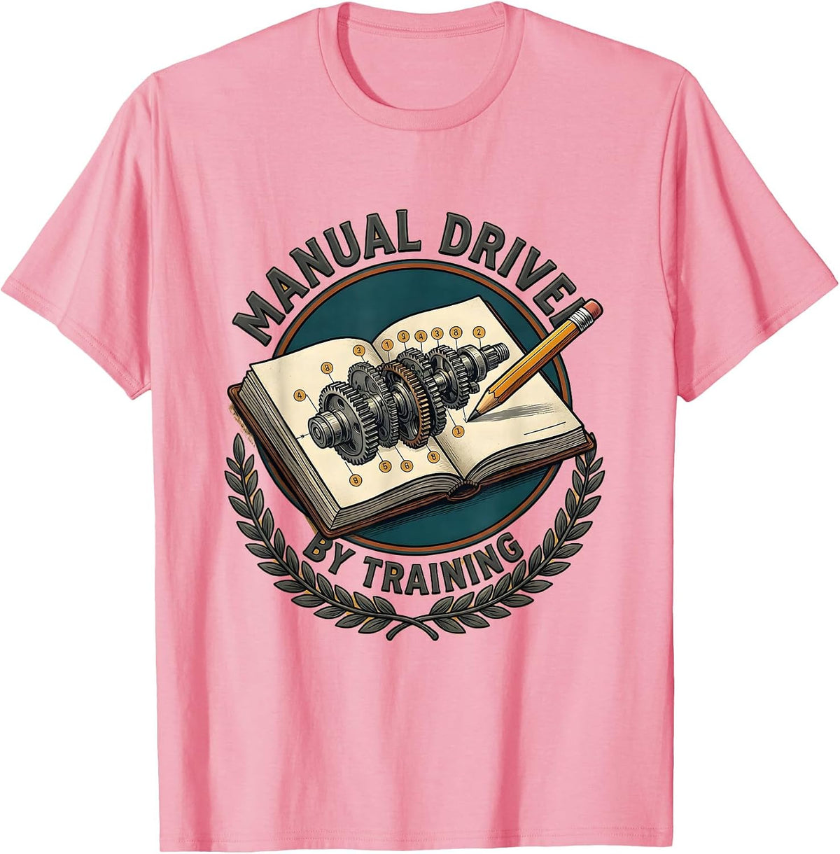 Men's Manual Driver By Training Funny Stick Shift Car Guy Mechanic T-Shirt - Pink