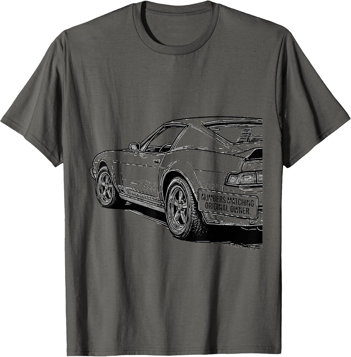Numbers Matching Original Owner Funny Classic Car Guy T-Shirt - Asphalt Grey
