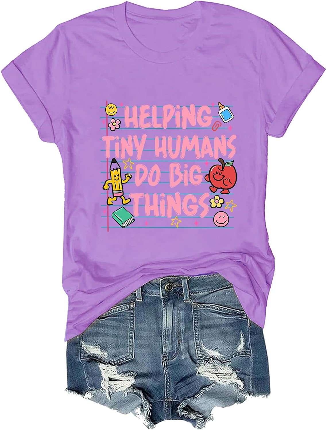 Helping Tiny Humans Do Big Things Shirt Funny Back to School Tee - Purple
