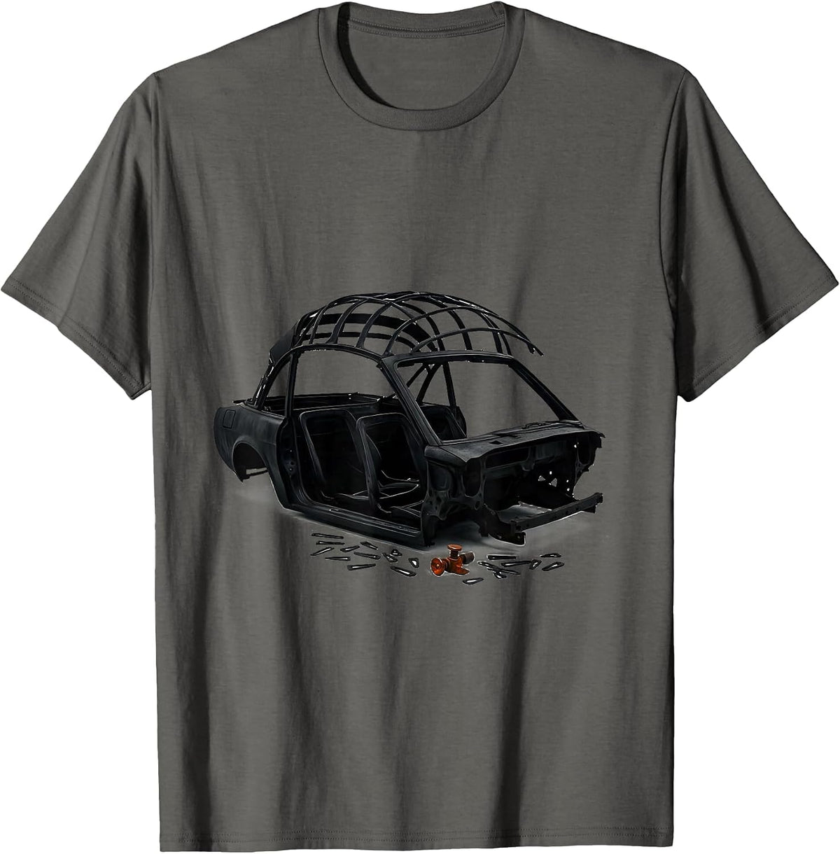 Convertible Soft-Top Frame Funny Car Guy Mechanic Gift T-Shirt - Asphalt Grey