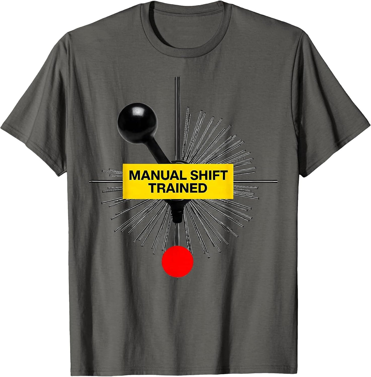 Manual Shift Trained Bauhaus Modernist Car Guy Stick Shift T-Shirt - Asphalt Grey