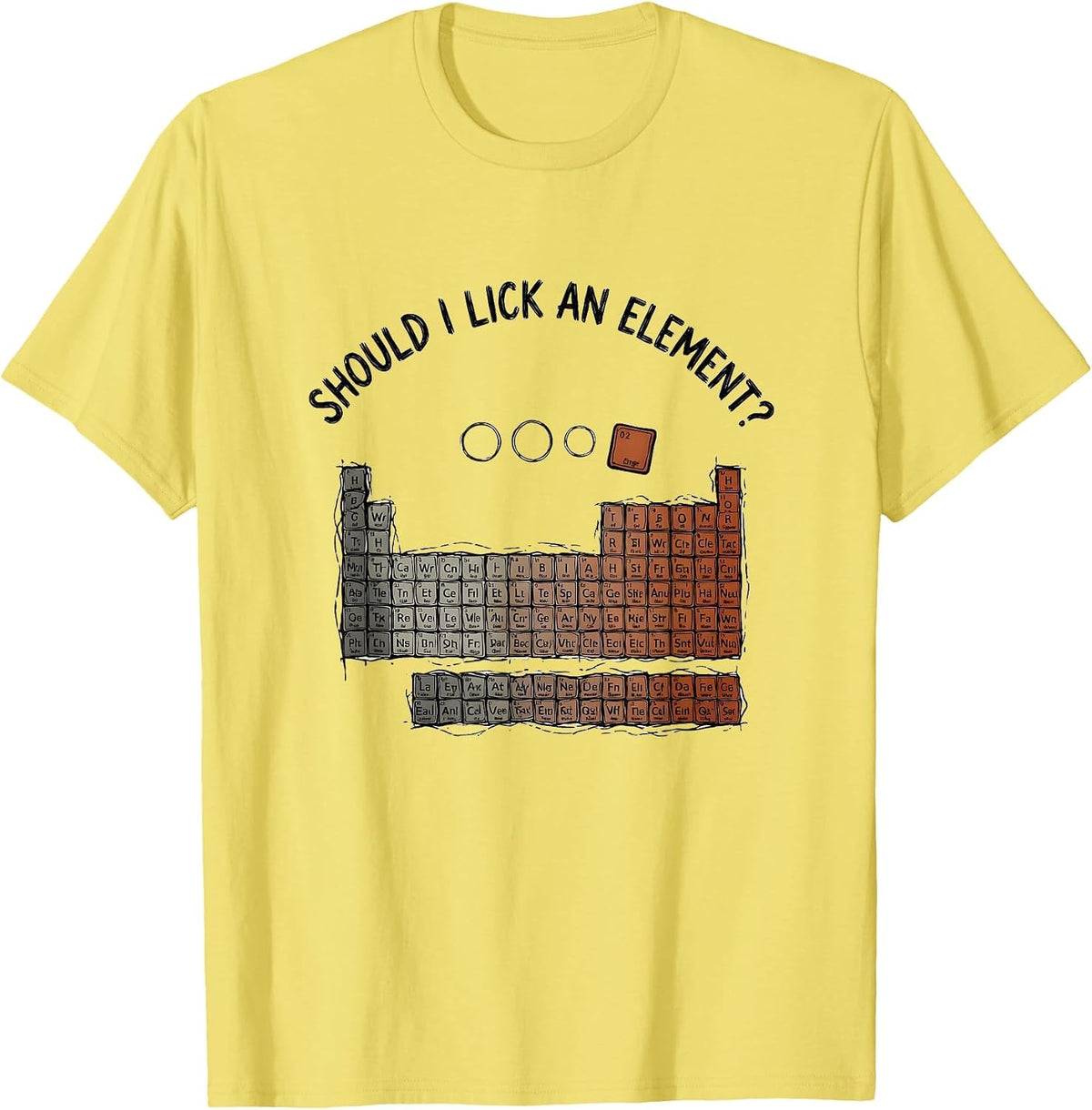 Men's Should I Lick An Element Funny Periodic Table Science T-Shirt - Lemon Yellow