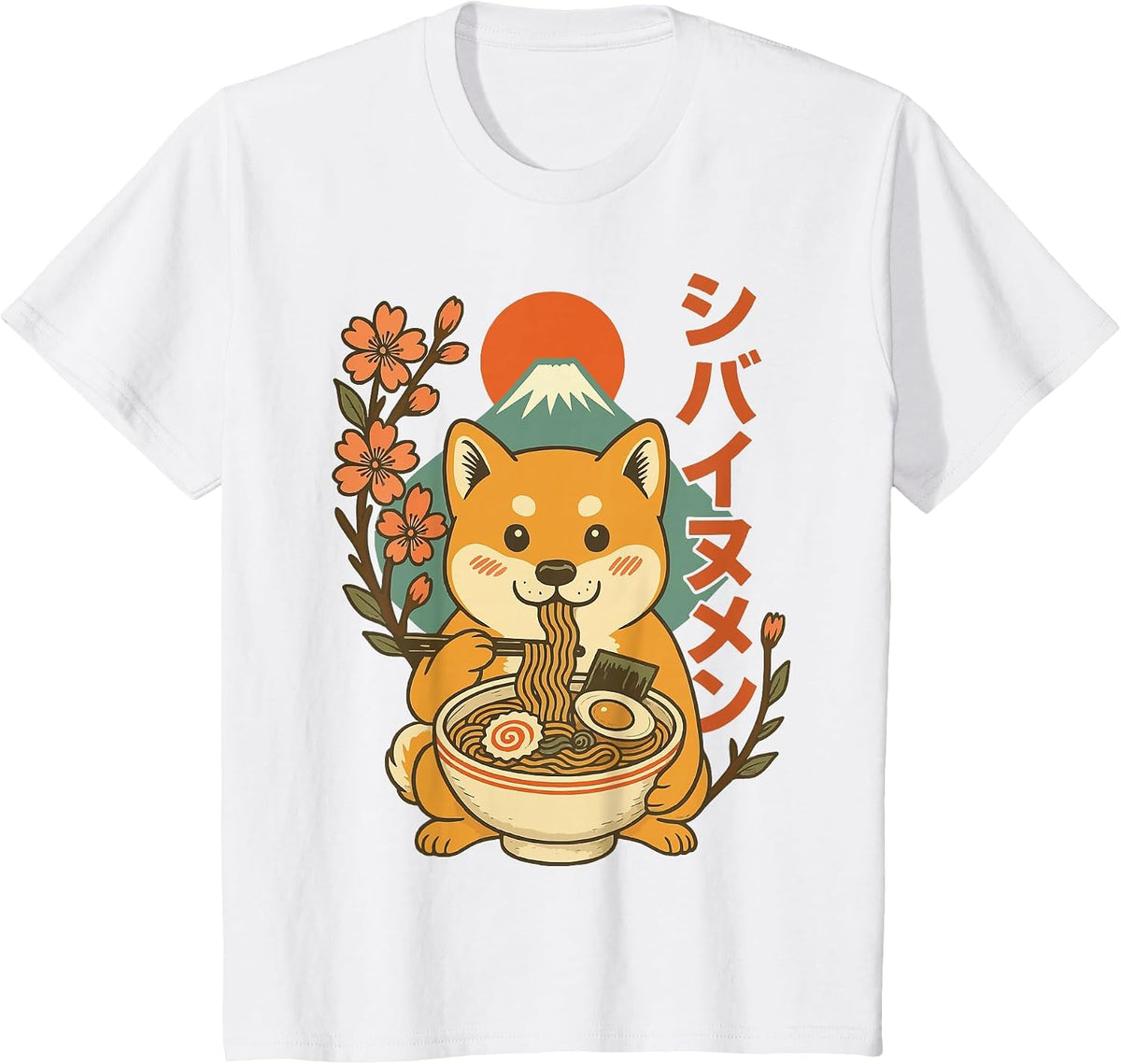 Anime Shiba Inu Eating Ramen Japanese Ramen Japan T-Shirt - White