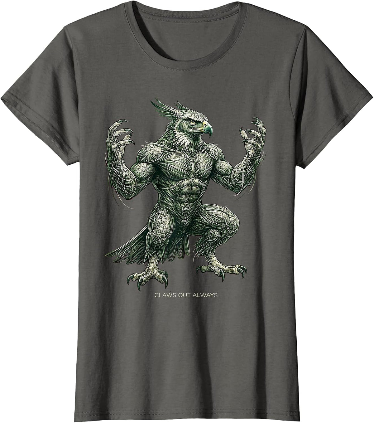 Women's Claws Out Always Fierce Dinosaur Design T-Shirt - Asphalt Grey
