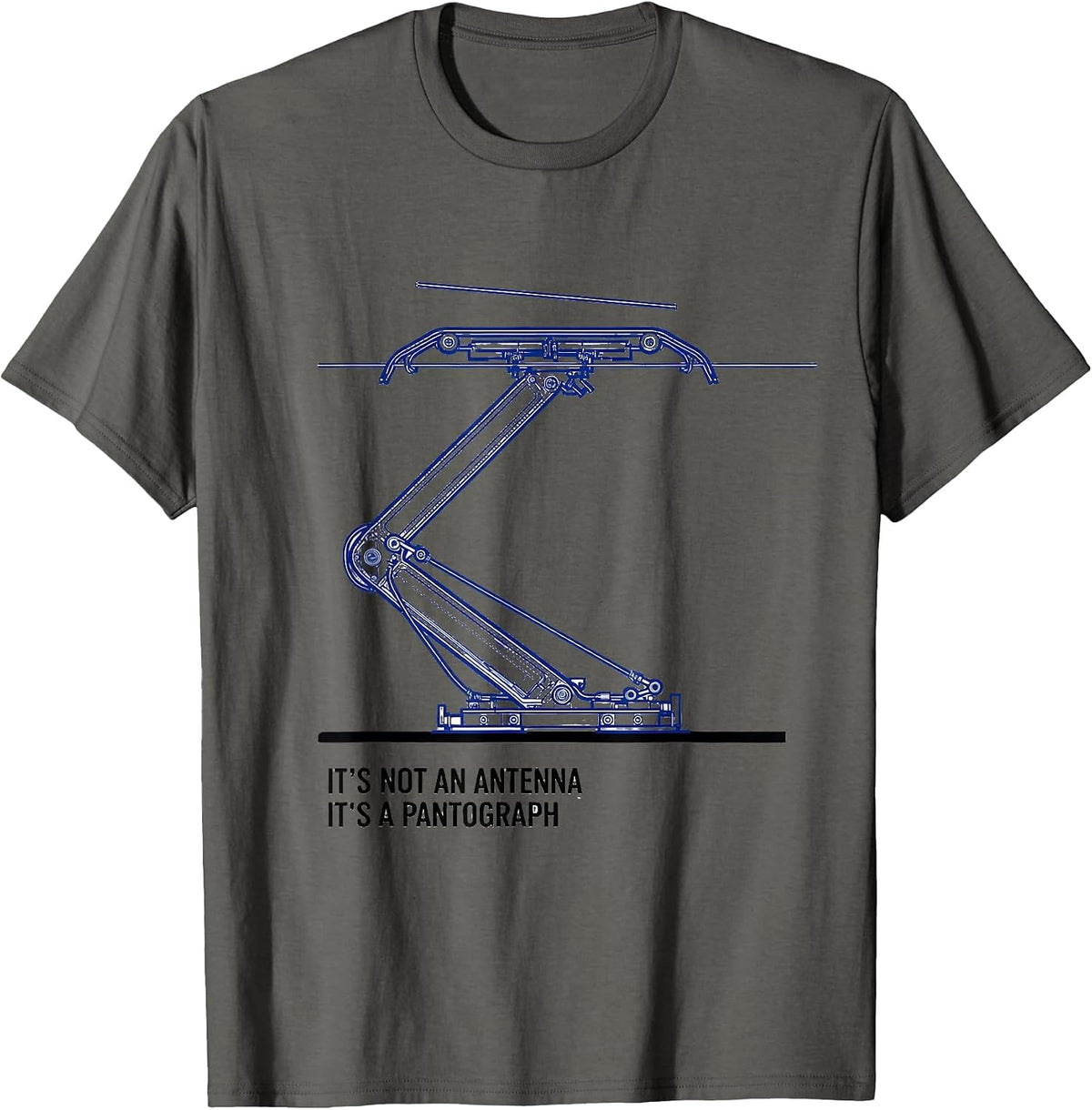 It's Not An Antenna, It's A Pantograph Funny Train T-Shirt - Asphalt Grey
