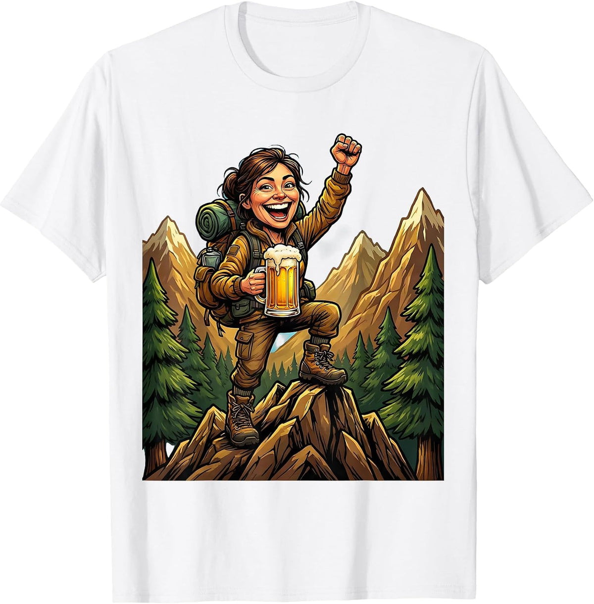 Men's Mountain Hiker Beer Summit Celebration Graphic T-Shirt - White