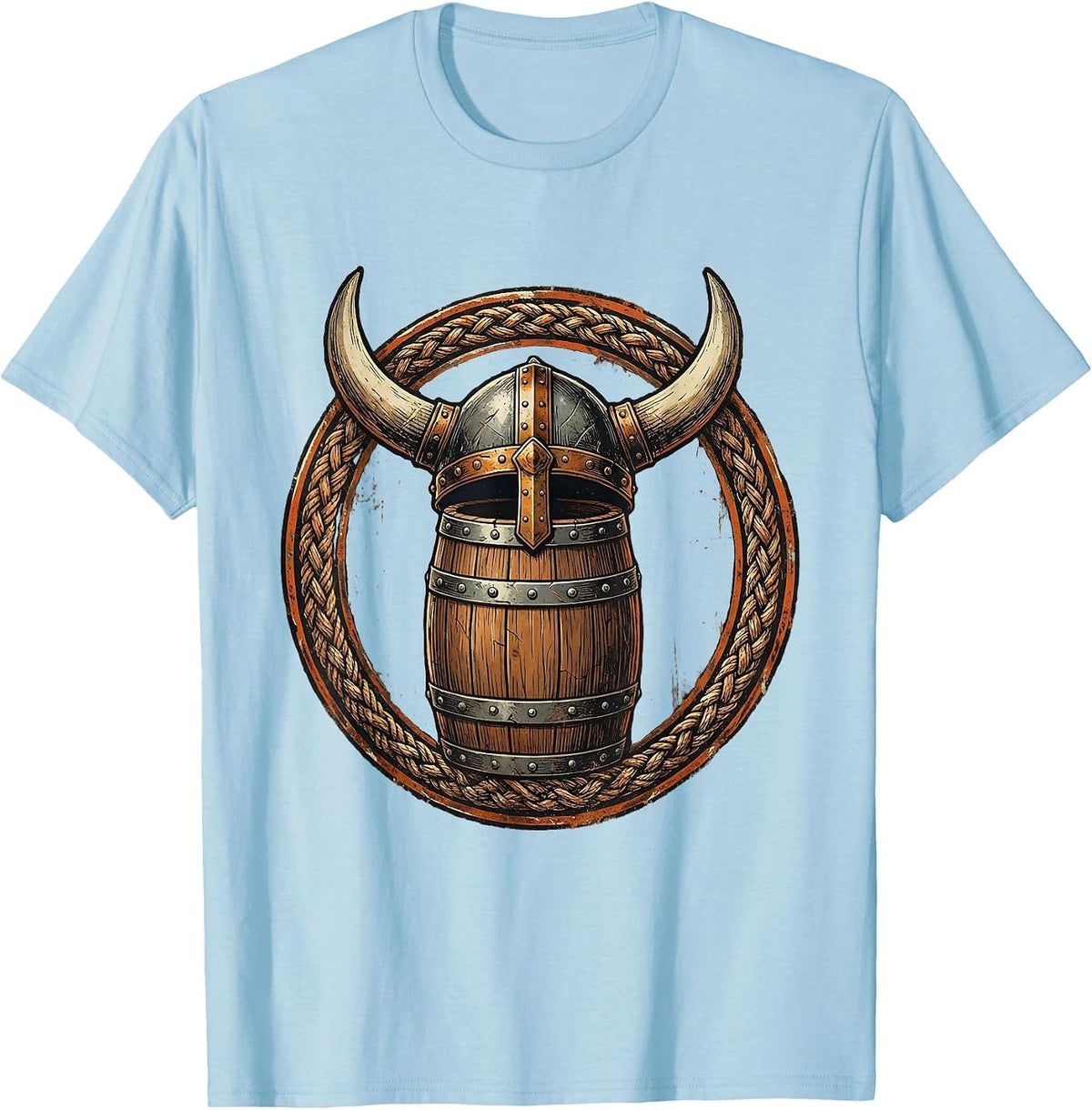 Men's Viking Helmet and Tankard Beer Illustration T-Shirt - Baby Blue