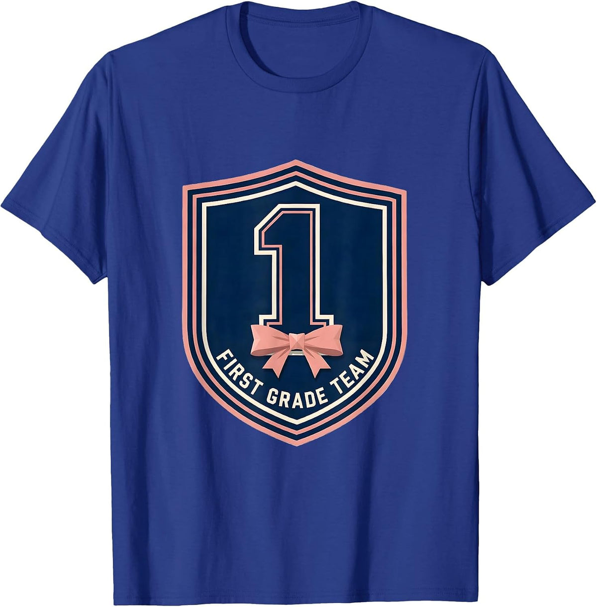 First Grade Team Coquette Bow Back To School Girl Teacher T-Shirt - Royal Blue