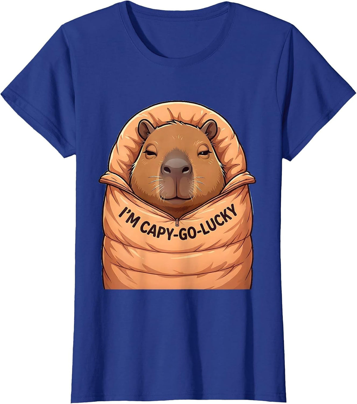 Women's I'm Capy-Go-Lucky Cute Kawaii Capybara Meme Animal Lover T-Shirt - Royal Blue