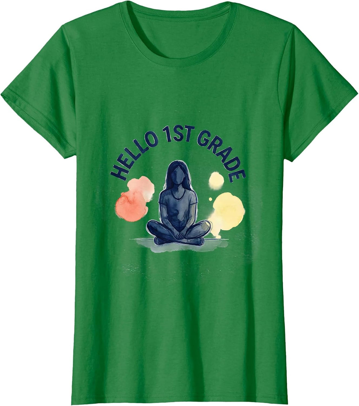 Hello 1st Grade Watercolor Back To School First Grade T-Shirt - Kelly Green