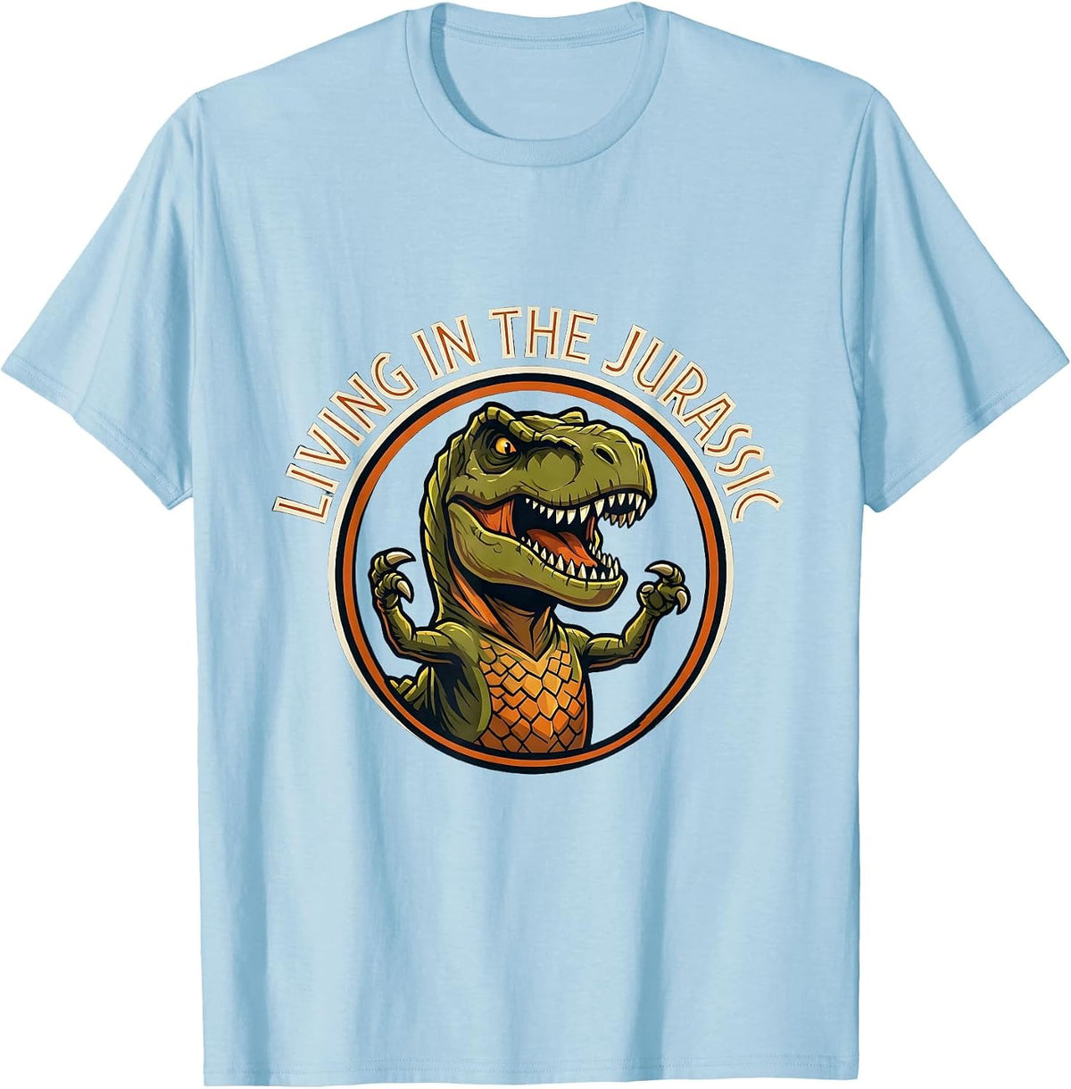 Men's Living in the Jurassic Dinosaur Boys Design T-Shirt - Baby Blue
