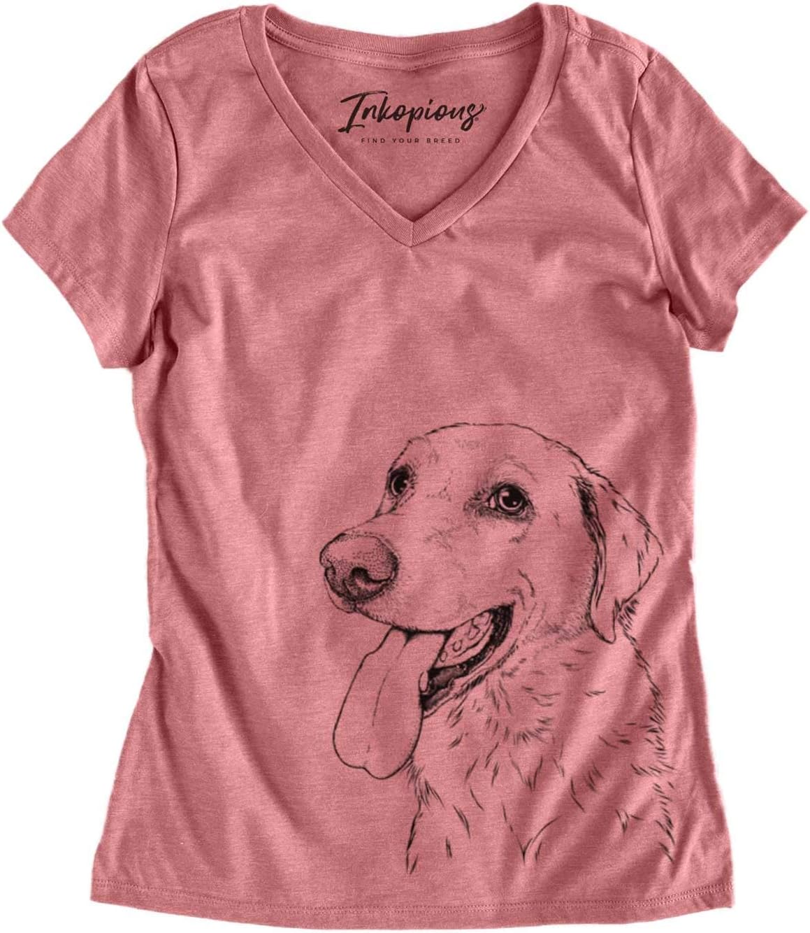 Bare Purl the British Lab Dog Triblend T-Shirt - Dusty Rose V-neck