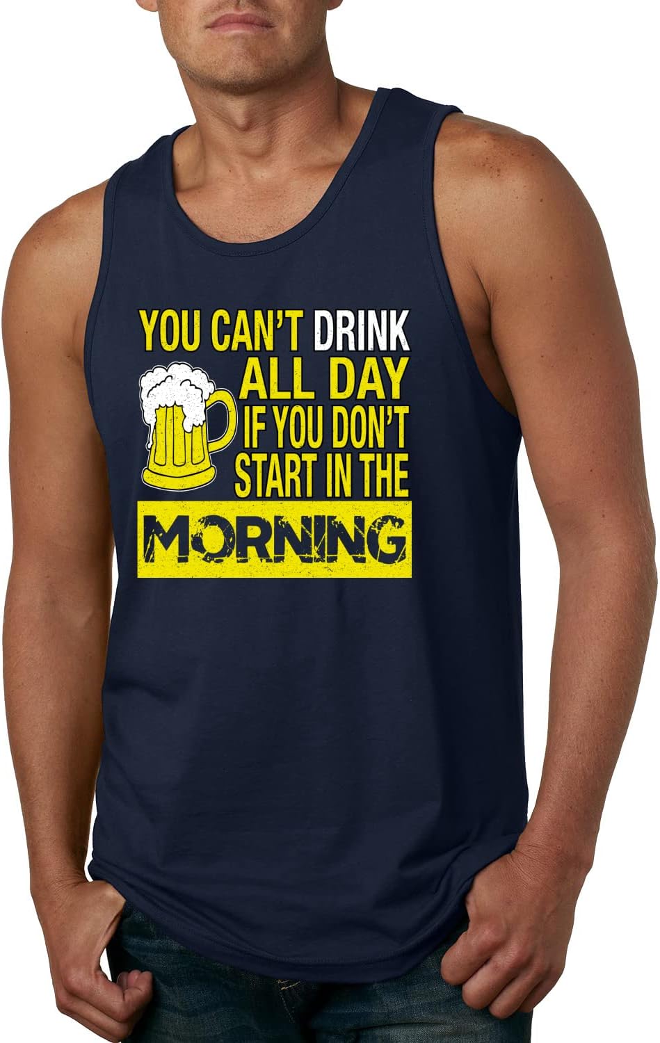 It's Beer O'Clock Watch Face Drinking Drinking Mens Graphic Tank Top - Navy