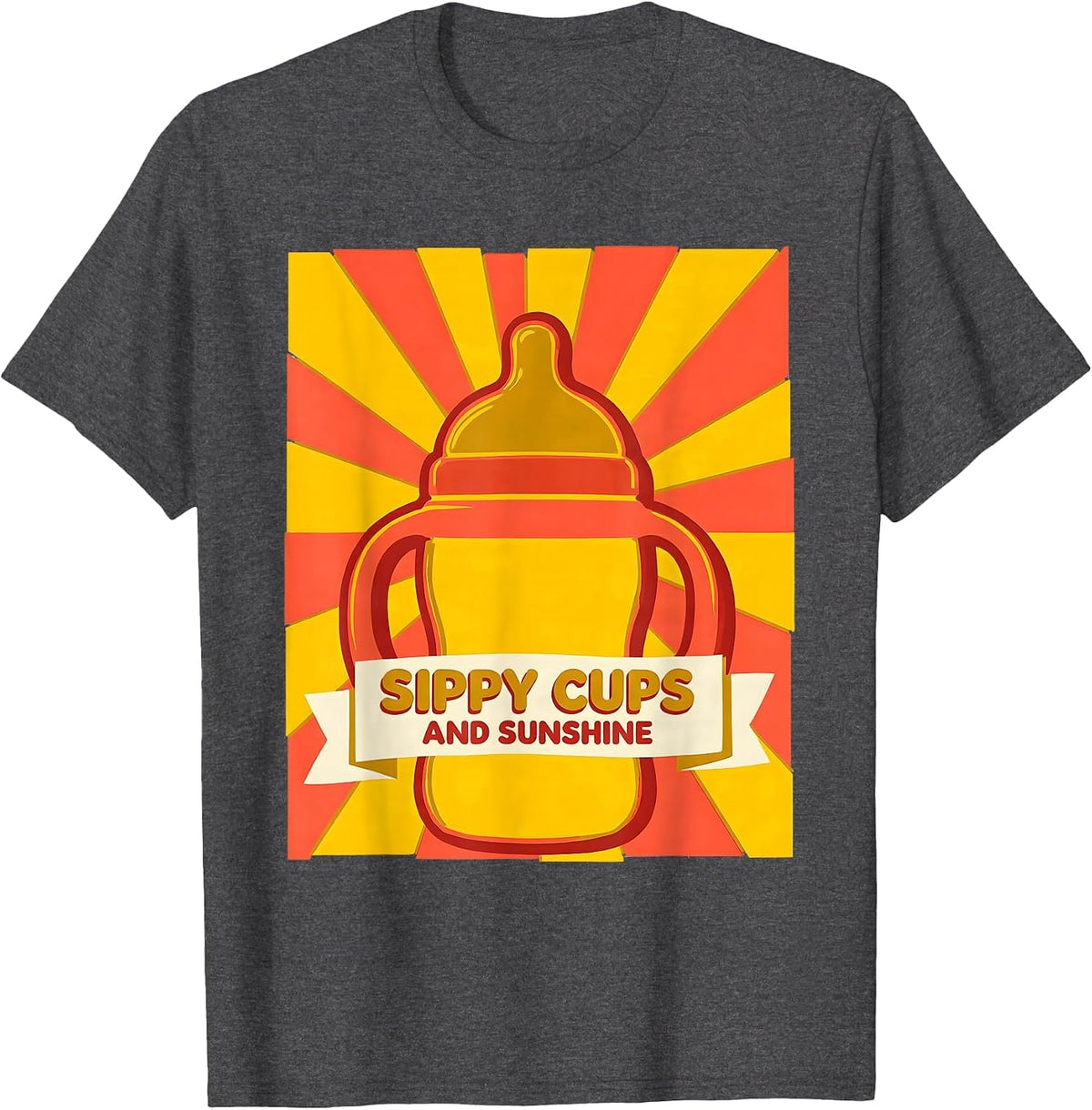 Men's Sippy Cups and Sunshine Preschool Teacher Design T-Shirt - Dark Heather Grey