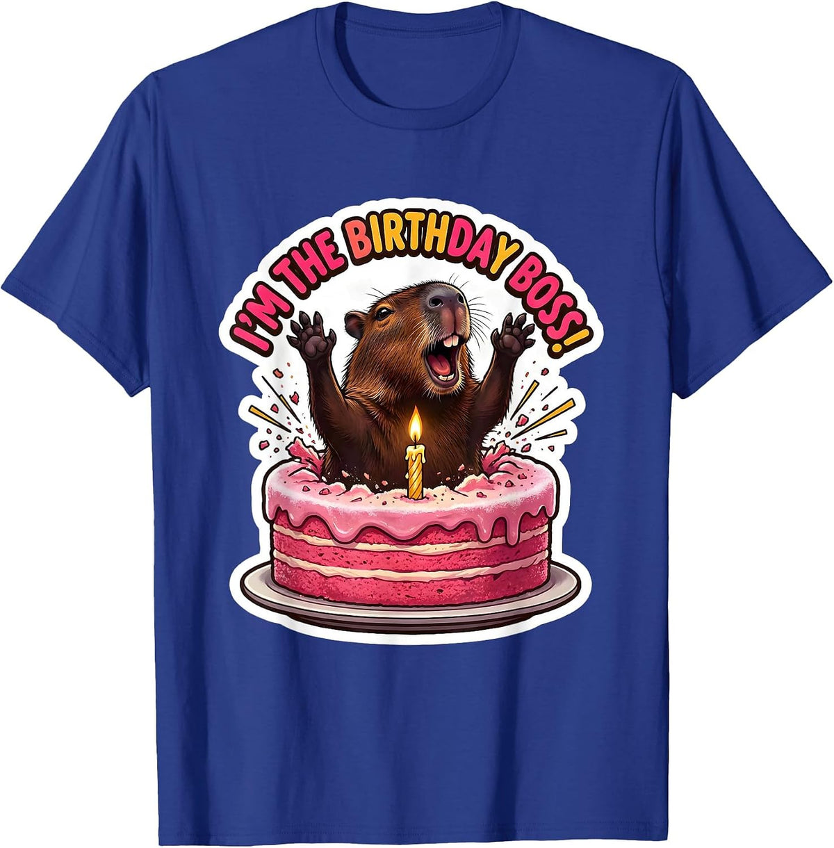 I'm The Birthday Boss! Playful Capybara Kids Party Humor T-Shirt - Royal Blue