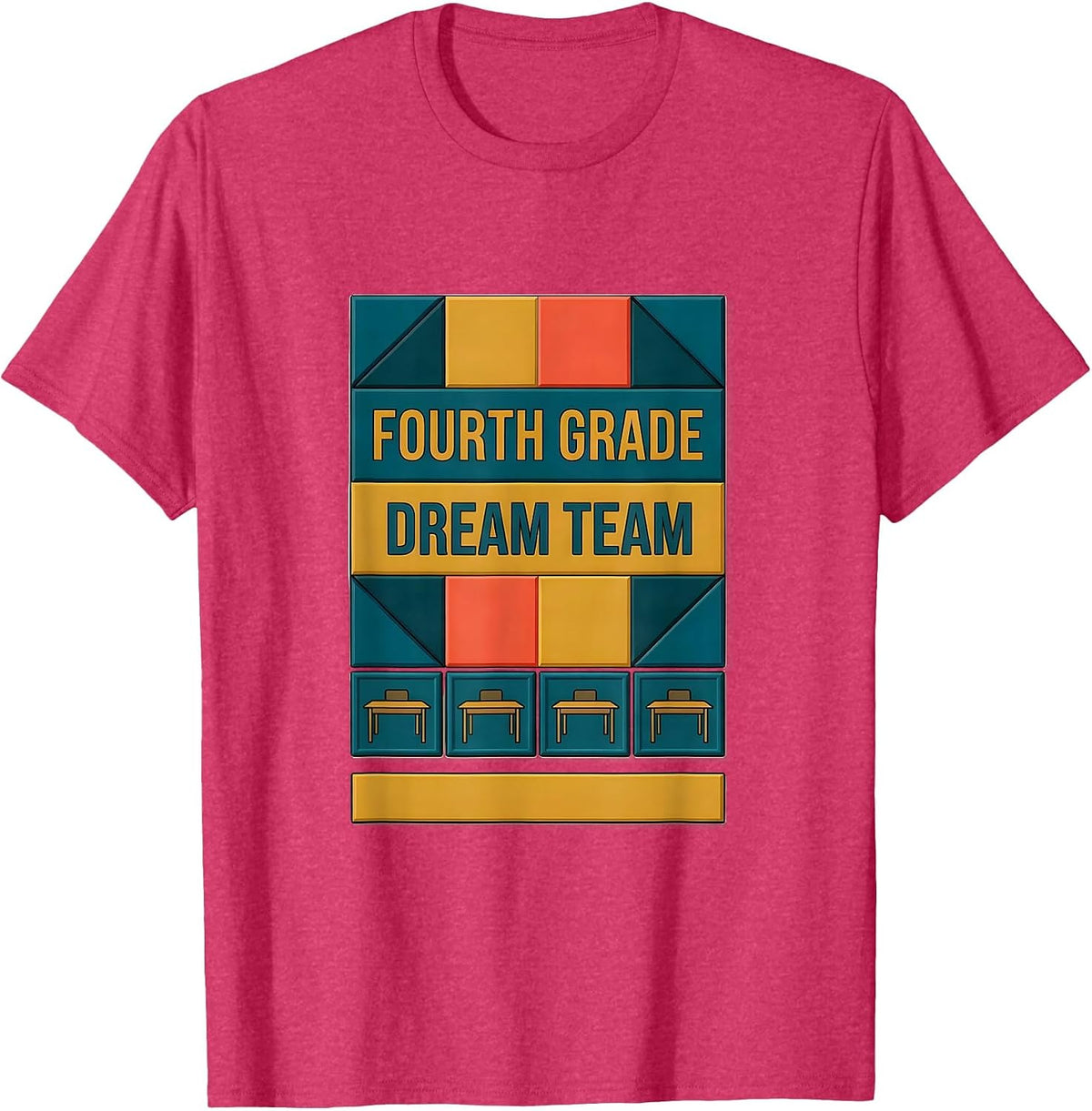 Men's Fourth Grade Dream Team Teacher Team Back to School T-Shirt - Red Heather