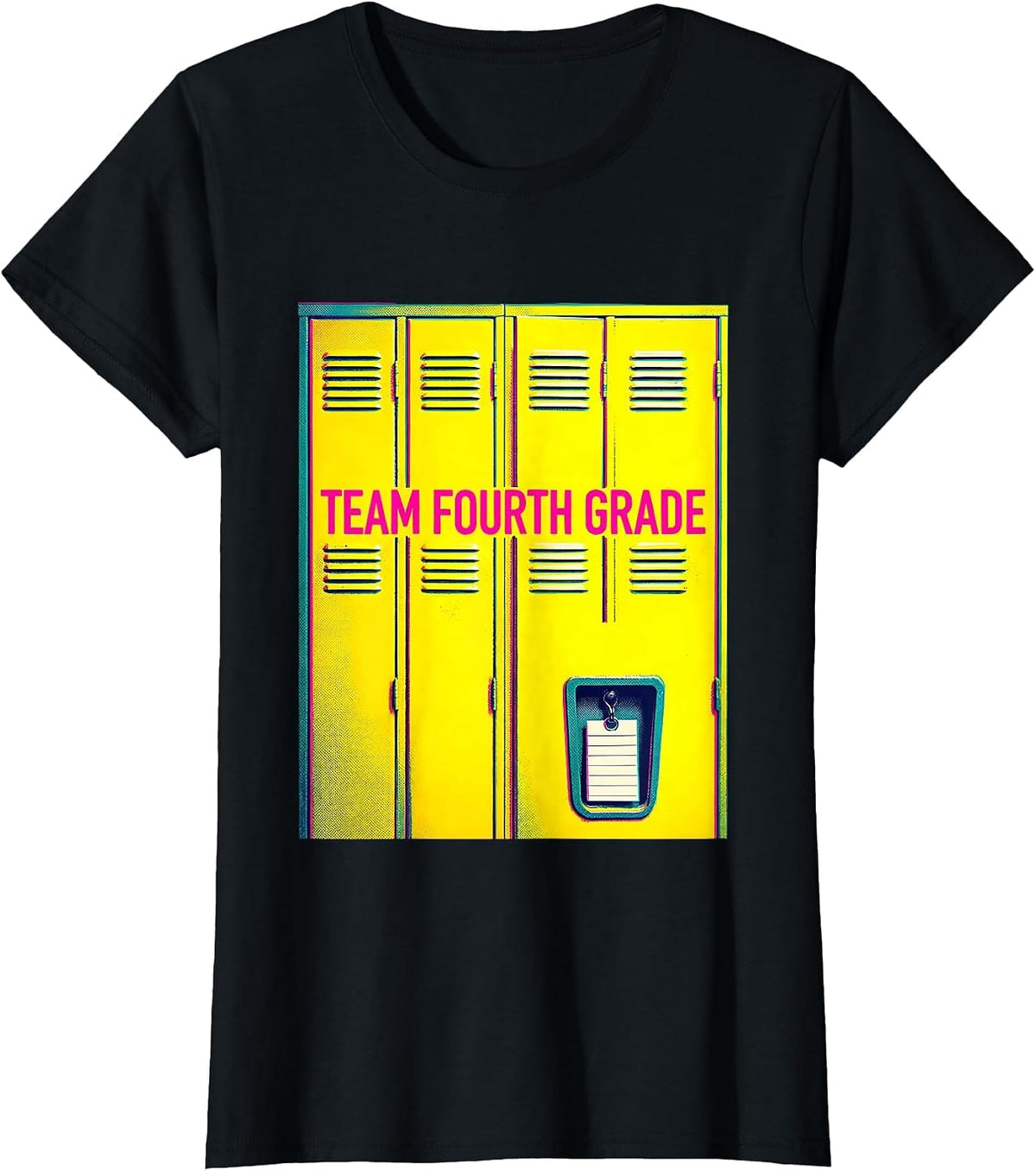 Women's Team Fourth Grade Risograph Back To School Student Teacher T-Shirt - Black