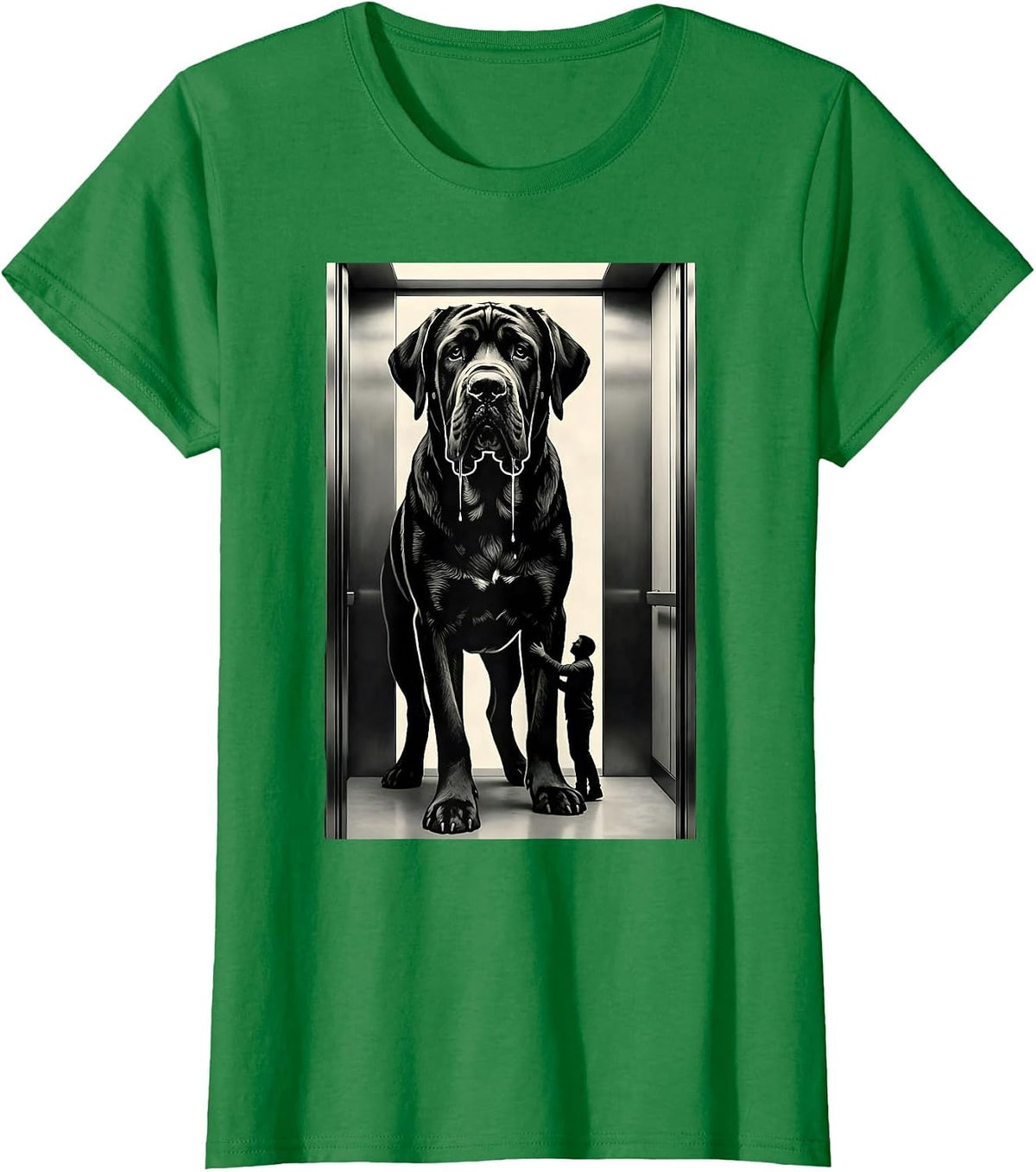 Great Dane Elevator Drool Humor Dog Owner T-Shirt - Kelly Green