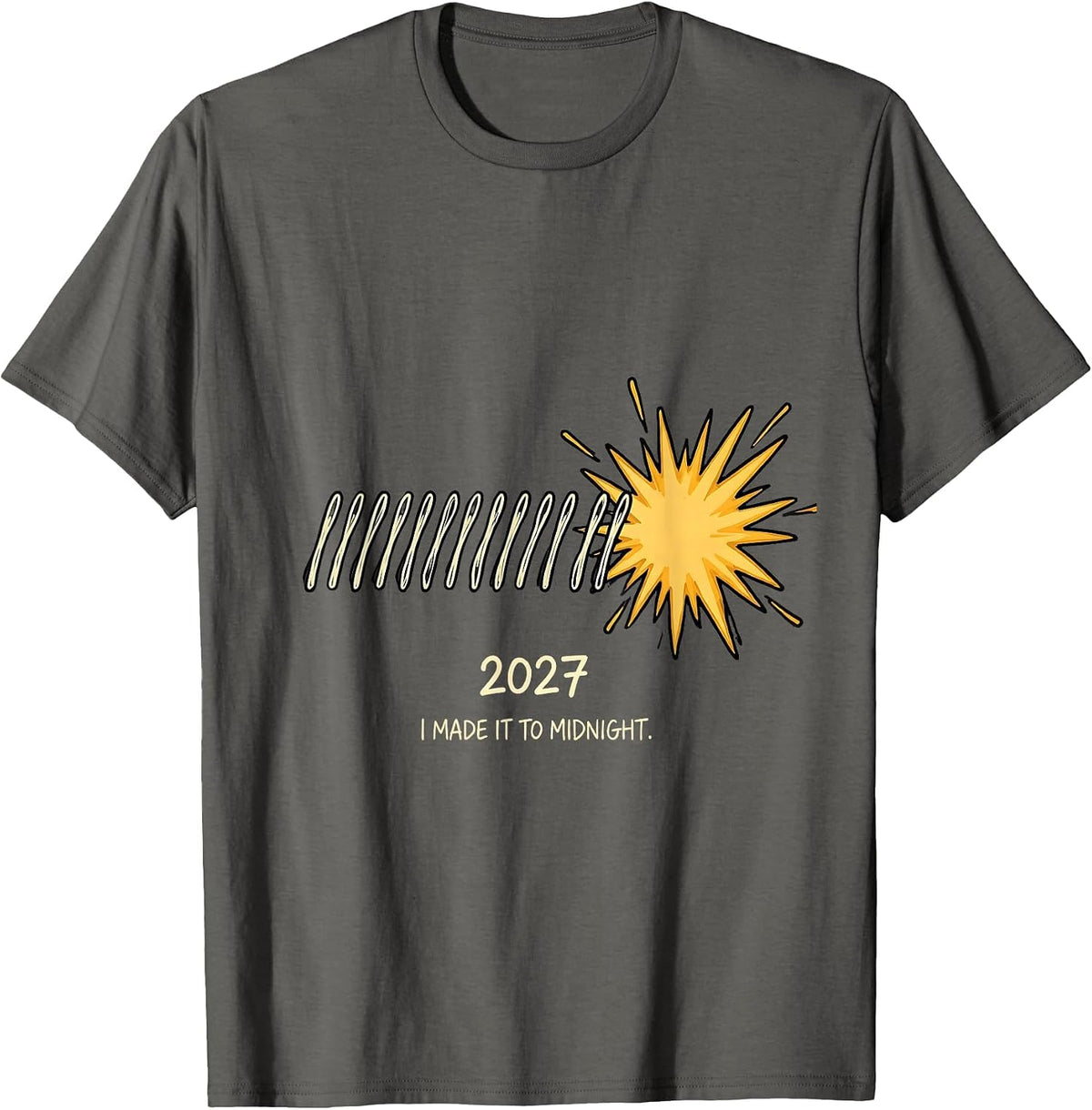 Men's I Made It To Midnight 2027 Festive New Years Eve Party T-Shirt - Asphalt Grey