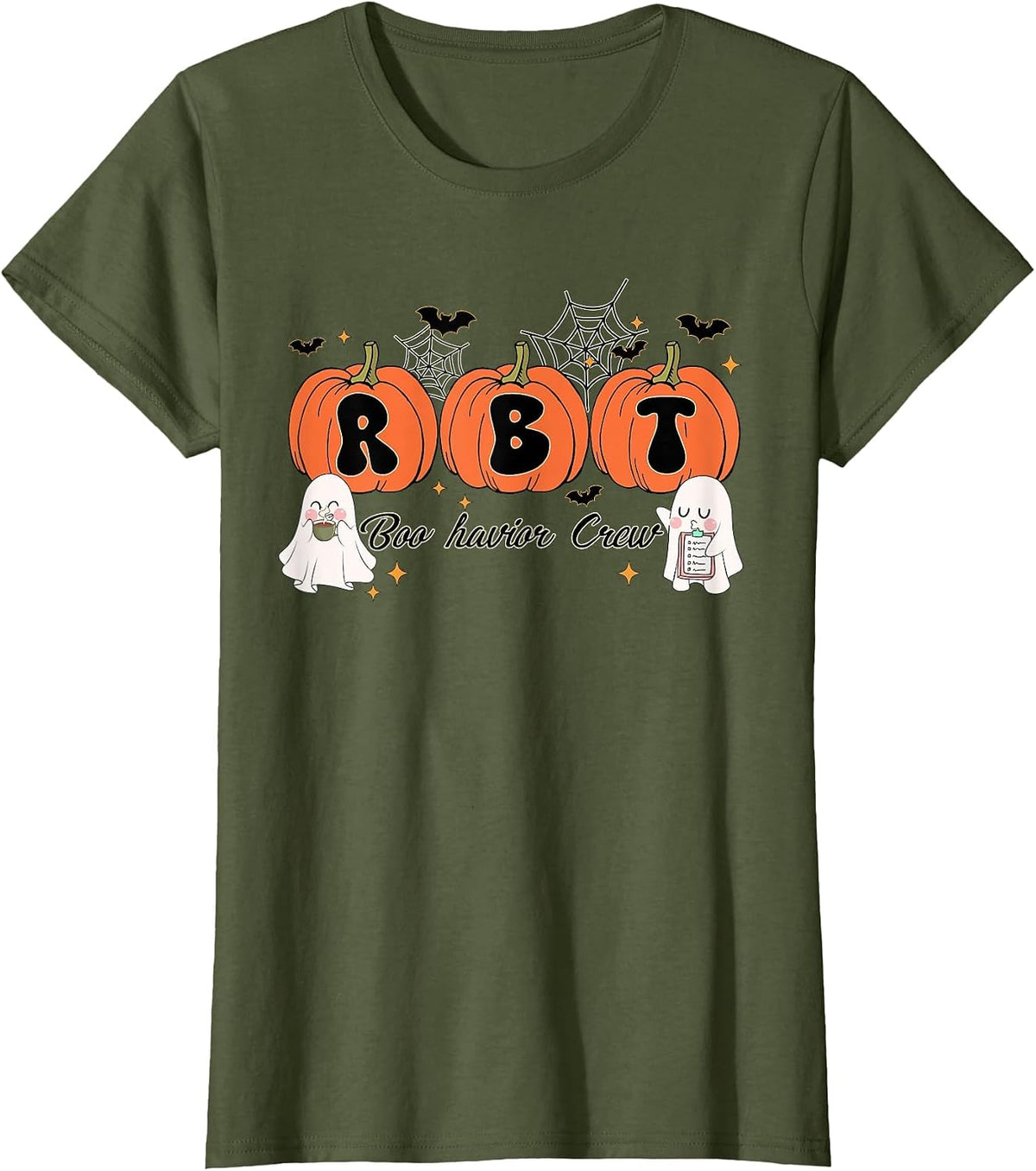 Boohavior Crew RBT Halloween Spooky ABA Therapist T-Shirt - Olive Green