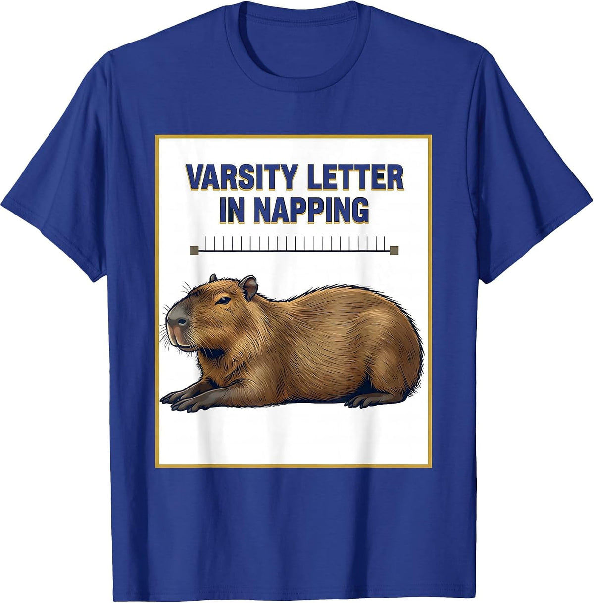 Varsity Letter In Napping Funny Capybara Animal Humor T-Shirt - Royal Blue